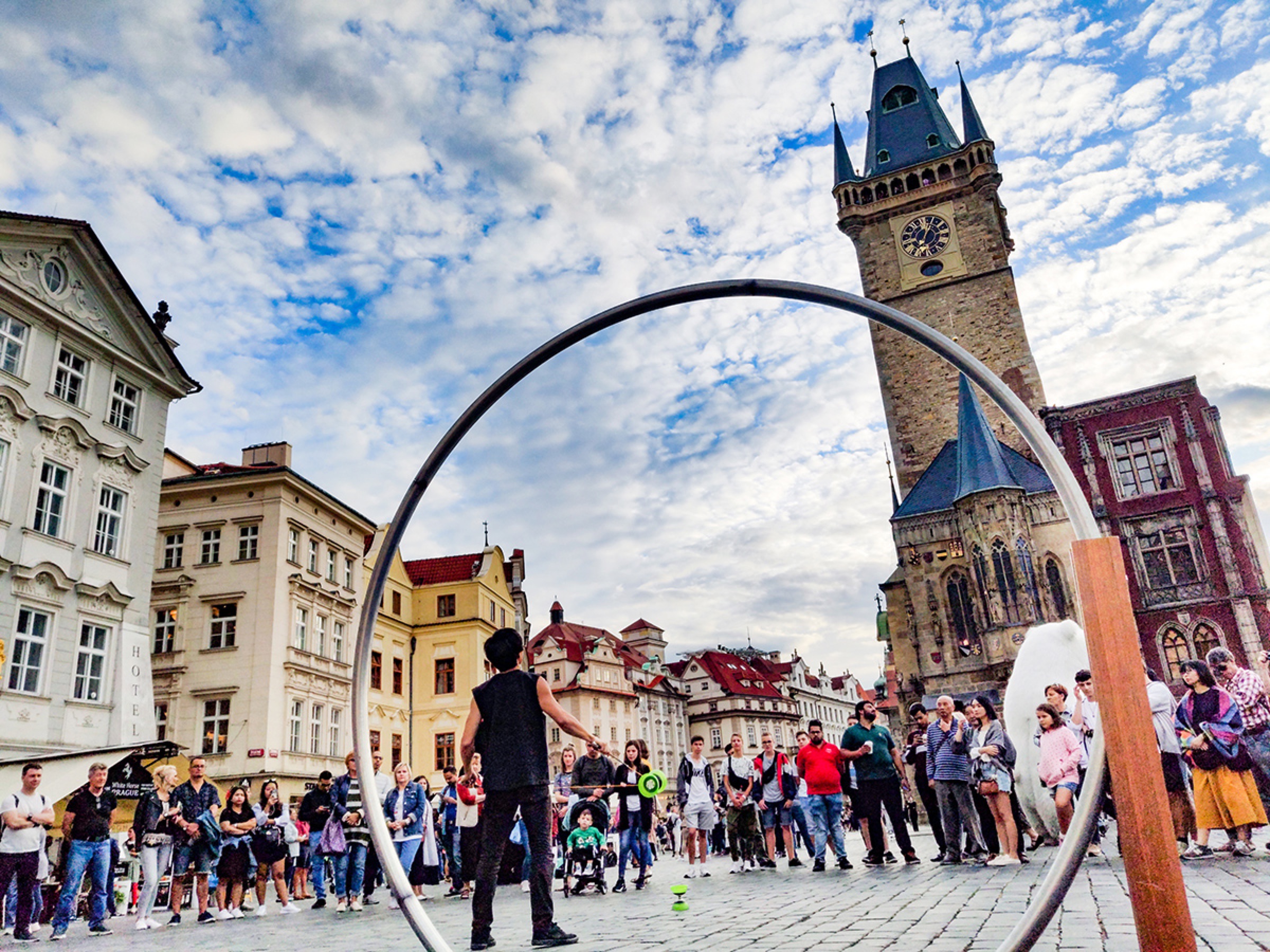2019 Street show in Prague old town square, Czech Republic